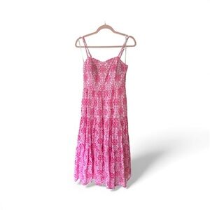 Lilly Pulitzer Edith Eyelit Pink Floral Midi Dress